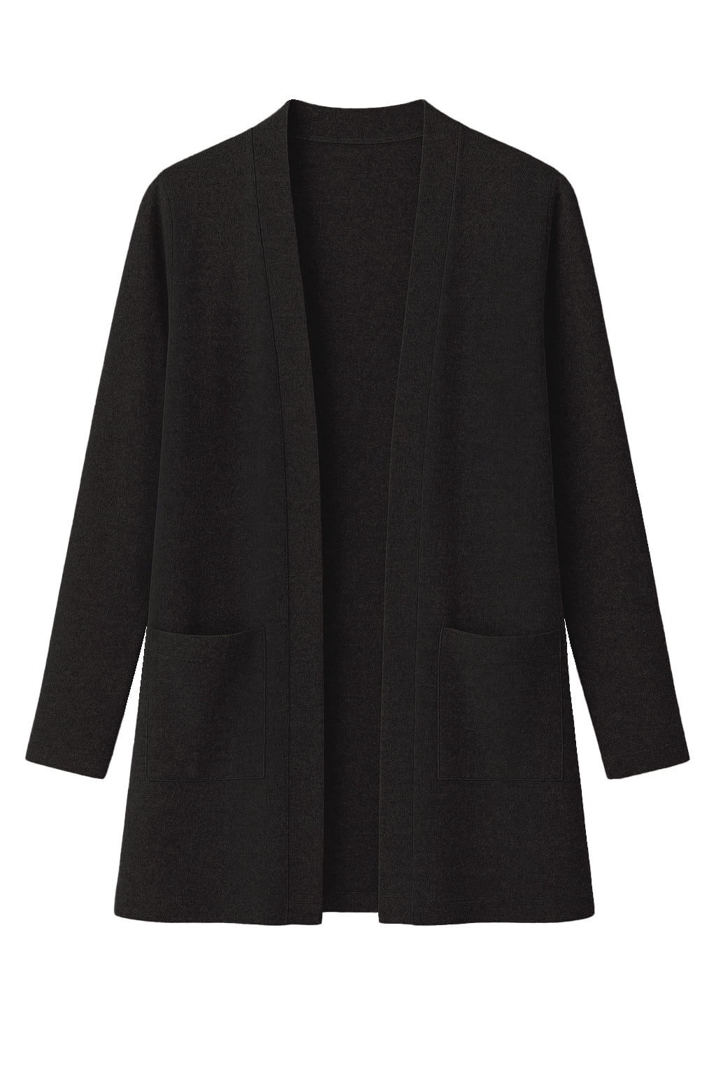 JWD Women's Cardigan Open Front Lightweight Cardigan Long Sleeve Cardigans with Pockets Black L