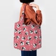 thumbnail image 4 of Xecao's French Bulldog Face Canvas Tote Bag is a versatile choice for women, serving as a stylish beach bag, shopping bag,and reusable grocery bag., 4 of 5