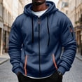 thumbnail image 2 of Mens Full Zip Hoodie Fleece Sweatshirt Contrast Zipper Pockets Casual Hooded Jacket, 2 of 7