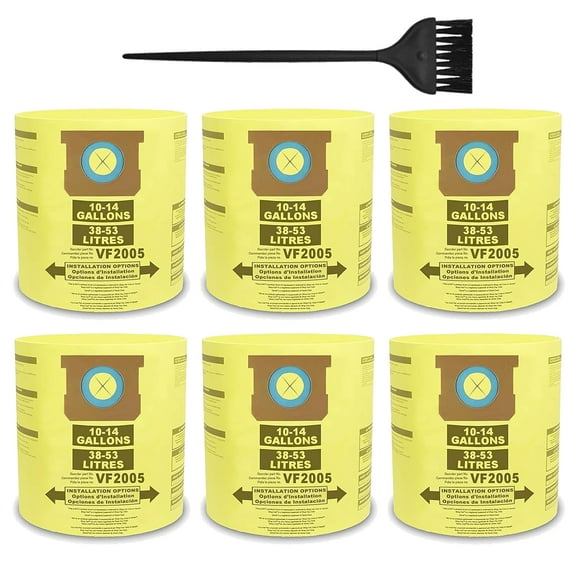 10-14 Gallon High Efficiency Collection Bag, Compatible with Shop-Vac 10-14 Gallon Wet/Dry Vacuum Cleaners , 6-Pack, 90672, Type I