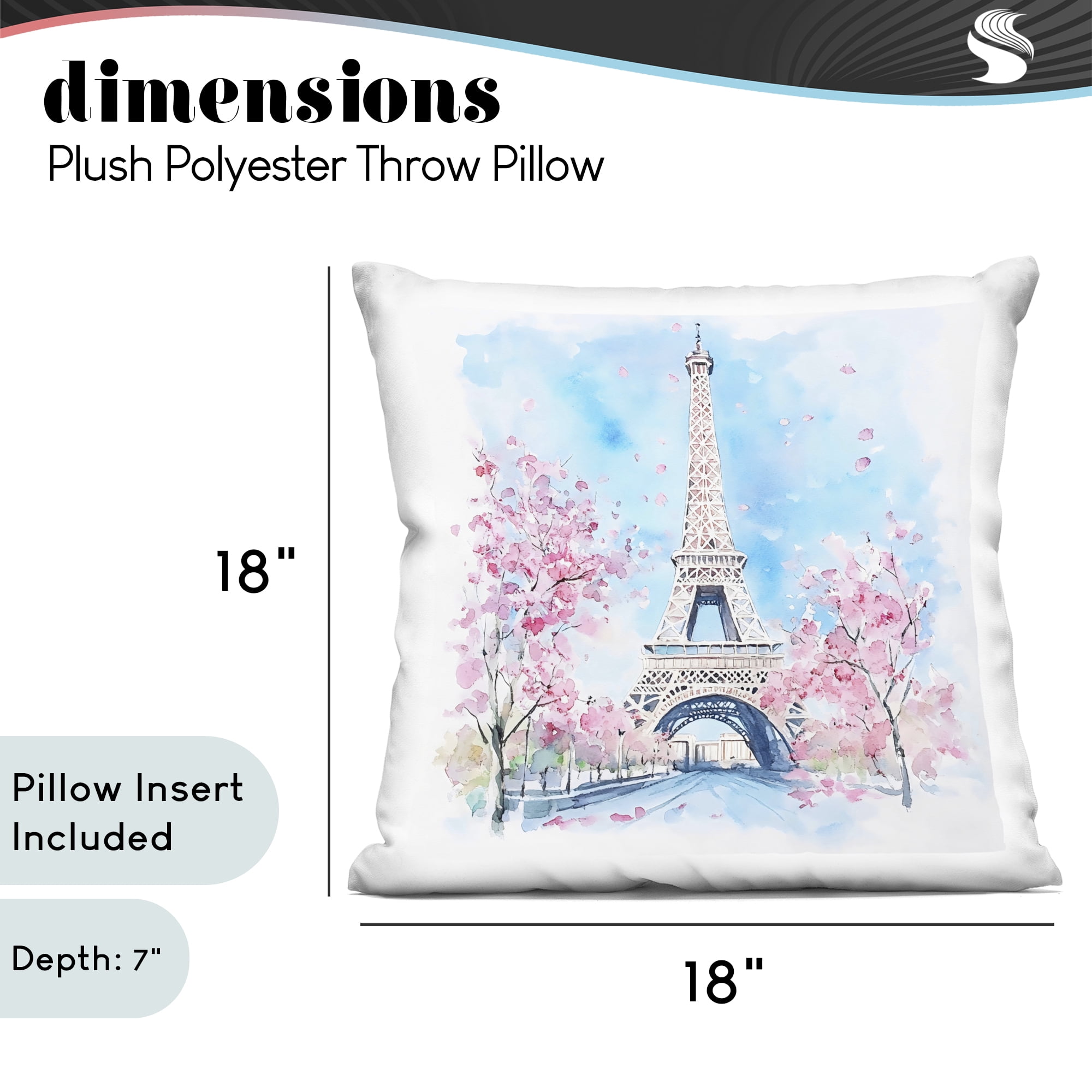 Stupell Industries Eiffel Tower Cherry Blossoms Decorative Printed Throw Pillow, design by Creative Studio