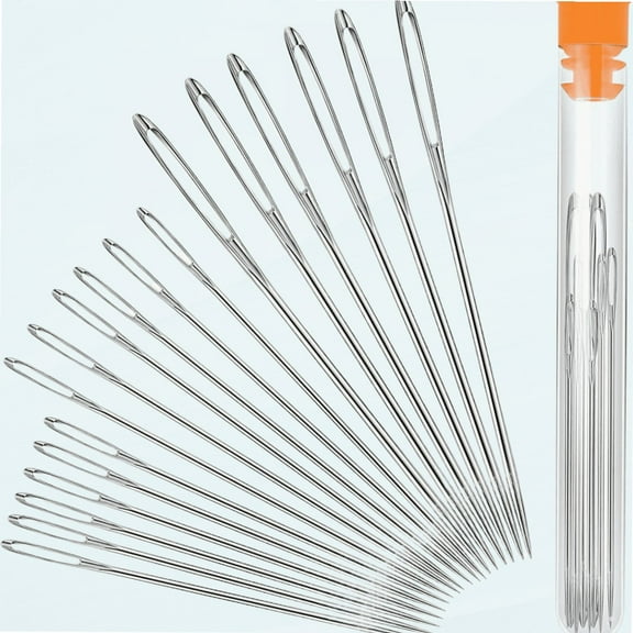 Large-Eye Needles Steel Yarn Knitting Needles Sewing Needles Darning Needle, 9 Pieces (Pointed)