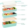 thumbnail image 4 of 2 Pack Bento Lunch Box, Stackable Bento Box, 3-In-1 Compartment - Wheat Straw, Leakproof Eco-Friendly Bento Lunch Box Meal Prep Containers, 4 of 7