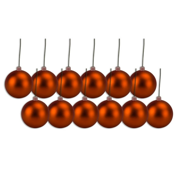 12 Pack 100mm 4" Orange Matte Ball Ornament with Wire