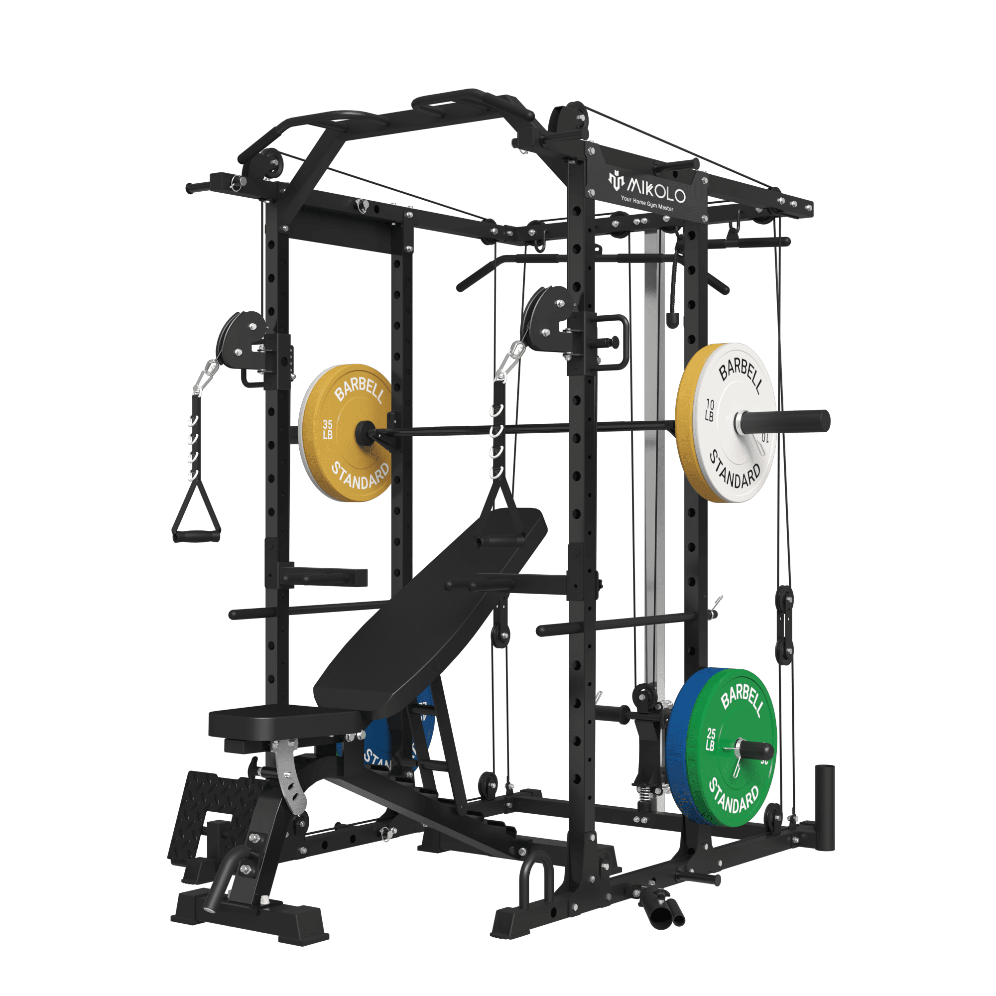 Mikolo Power Rack Cage, 1500 lbs Weight Rack with Cable Crossover