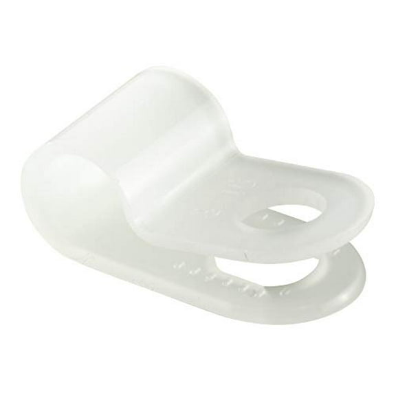 White Nylon Plastic Cable Clamps, 3/16" Screw Mounts for Cable, Rope, Tube Management, 100 Pack