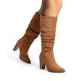 thumbnail image 5 of BURUDANI Women Slouchy Knee-High Suede Boots Pointed Toe, Chunky Block Heel, Side-Zip Pull-On Comfort, 5 of 6