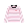 thumbnail image 6 of Kids Striped Long Sleeve Tee Crew Neck Soft Pullover, Boys Girls Heart Embroidery Relaxed Fit Shirt for Fall Casual School Daily Wear 7-8Y, 6 of 6