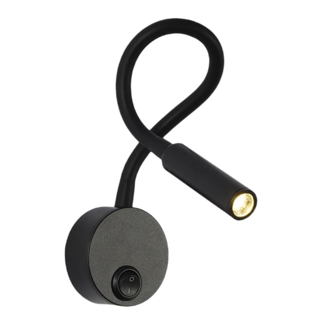 Lámpara de pared LED Luces de noche Apliques flexibles de 3 W Blanco cálido 3000 K Luz de pared para Interruptor de base negra