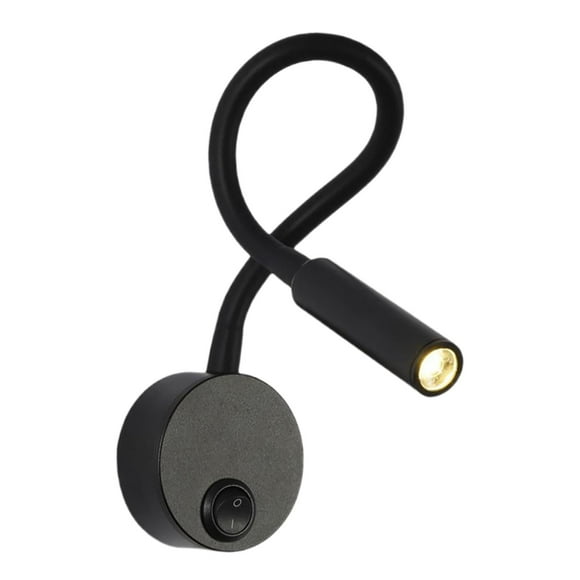 Lámpara de lectura moderna de noche, foco de 3 W, manguera flexible, luces nocturnas de pared Interruptor de base negra