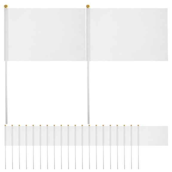 Beaupretty 48Pcs White Waving Flags Polyester Racing Banner for Party Decoration Events