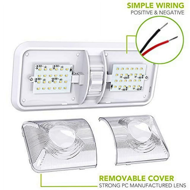 5 Pack Leisure LED RV LED Ceiling Double Dome Light Fixture with ON/OFF Switch Interior Lighting for Car/RV/Trailer/Camper/Boat DC 12V Natural White 4000-4500K 48X2835SMD (Natural White 4000-4500K, 5)