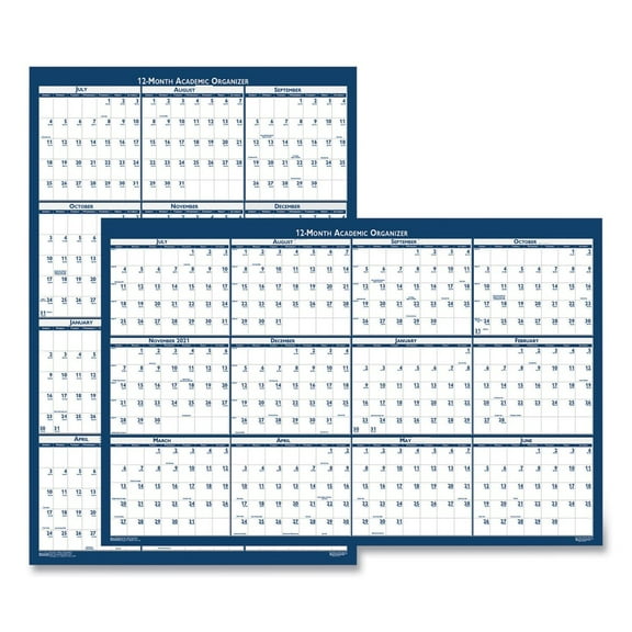 House of Doolittle 395 12-Month (July to June): 2025 to 2026 24 in. x 37 in. Academic Year Recycled Poster Style Reversible/Erasable Yearly Wall Calendar