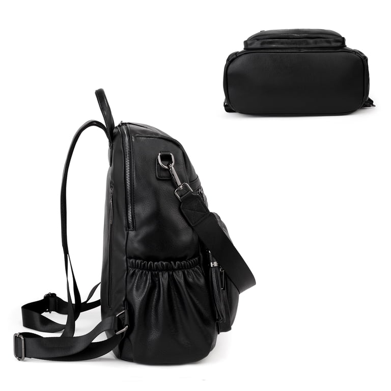 Faux Leather Travel Backpack Daypack with Tassel Women Handbags Casual UTO Womens Backpack Purse Vegan Leather Travel Backpack  main image 3
