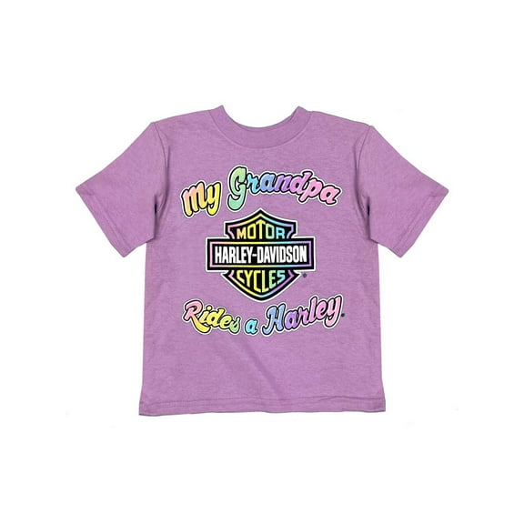 Harley-Davidson Little Girls' My Grandpa Rides a Harley Short Sleeve Tee (4T), Harley Davidson
