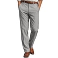 thumbnail image 3 of Men's Regular Fit Dress Pants Expandable Waist Slacks for Work Casual Business Flat Front Mens Wrinkle Free Comfort Stretch Pants Grey M, 3 of 5
