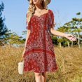 thumbnail image 2 of Red Bandana Short Sleeved Dress womans clothing beach dresses Dress, 2 of 5