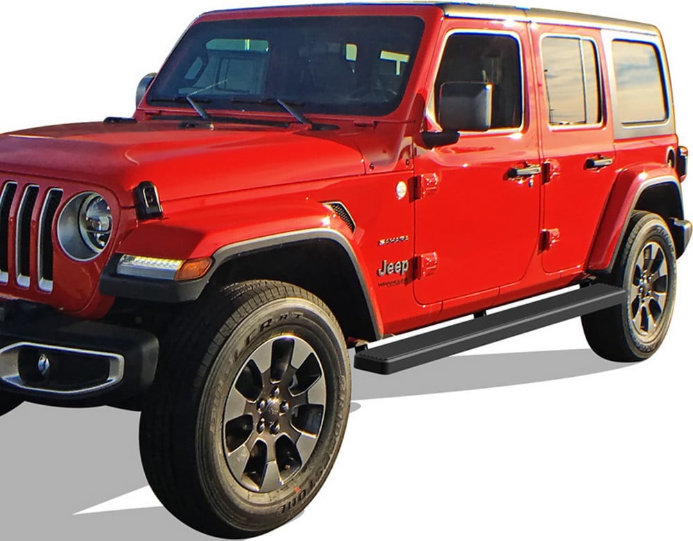 APS Running Boards 5in Matte Black Compatible with Jeep Wrangler JL 2018-2025 4-Door (Include 21-25 4xe) (Factory sidesteps or rock rails have to be removed) (Nerf Bars Side Steps Side Bars)