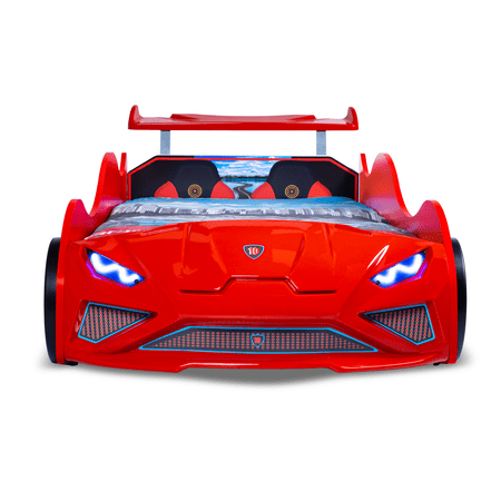 Super Car Bed Daily Drive Lambo Twin Race Car Bed with LED & Sound FX, Kids Racecar Bedroom Furniture, Racing Car Twin Bed