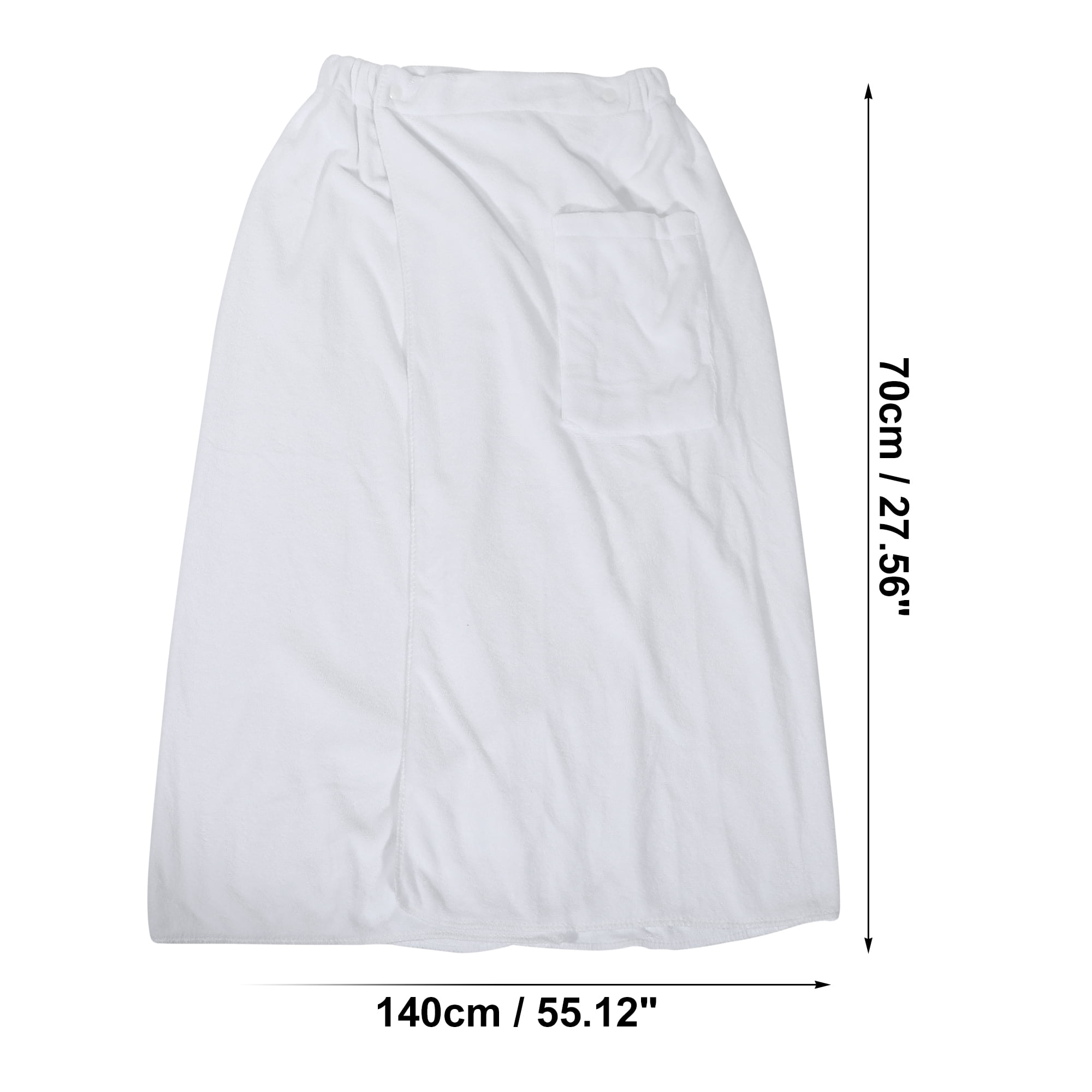 Unique Bargains Men's Bath Wrap Towel Adjustable Robes 2 Pcs White 27.56"x55.12"