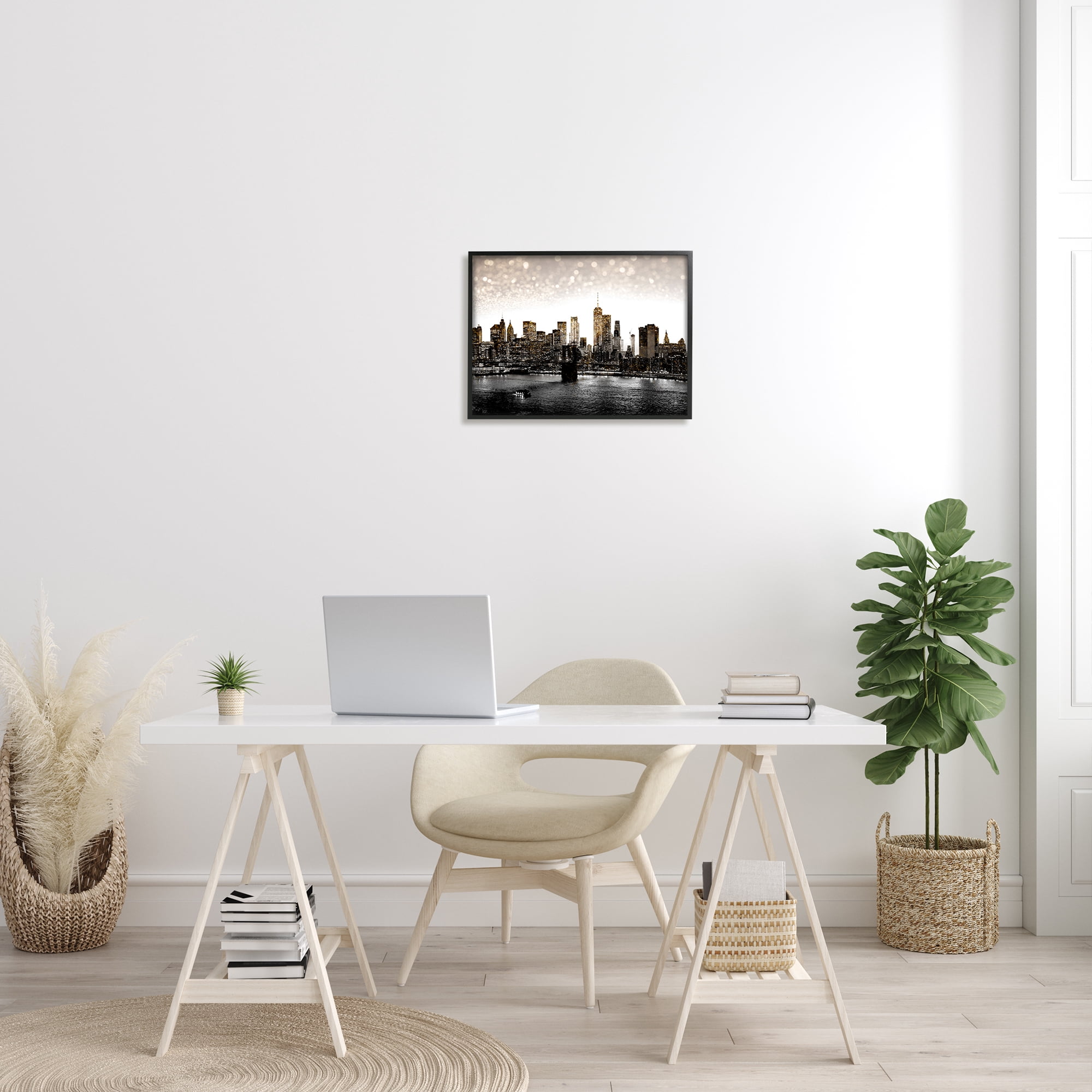 Stupell Industries New York Evening City Skyline Brooklyn Bridge Manhattan, 20 x 16, Design by Ziwei Li