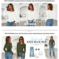 thumbnail image 4 of PRETTYGARDEN Women's Long Sleeve Cowl Neck Ribbed Knit Fall Shirts Slim Fit Ruched Going Out Crop Tops Basic T-Shirts, 4 of 9