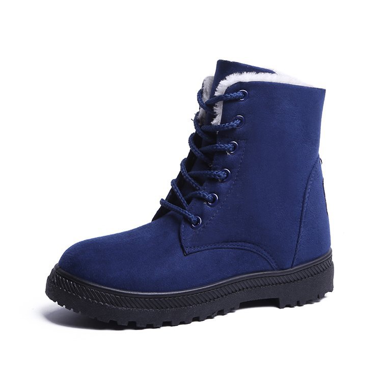 Suede Flat Snow Boots Plus Velvet Winter Women's Lace Up Shoes，Blue，40 |  Walmart Canada