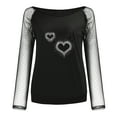 thumbnail image 4 of Camiseta de manga larga con cuello redondo y lentejuelas de malla sólida para mujer, blusa Polluver, Tops Fridja hkj151, 4 of 5