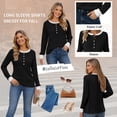 thumbnail image 2 of TEMOFON Long Sleeve Shirts for Women Fall Womens Tops with Button Crew Neck Lightweight Sweater for Women, 2 of 4