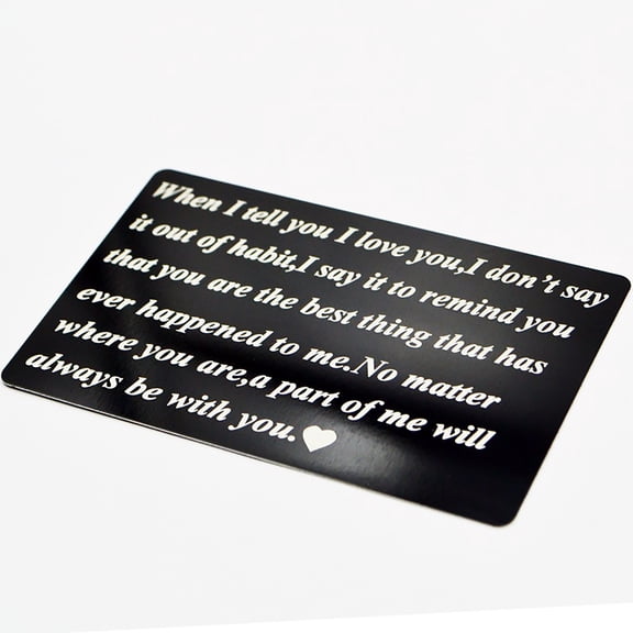 Black Stainless Steel Wallet Insert Card 3.4X2.2 Inch Love Message For Husband Wife Boyfriend Girlfriend Valentines Day Anniversary Couple Romantic Gift