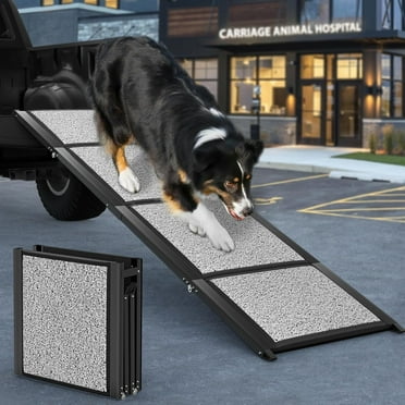 Pawaboo Dog Ramp for Car, XX-Large Foldable Dog Ramp for Stairs Up to 170lbs for Medium & Large Dogs, Extra Wide & Long Dog Steps Pet Stairs Ramp for Car SUV Truck Outdoors, 67'' x 20'', Black   Grey