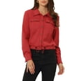 thumbnail image 1 of INSPIRE CHIC Women's Faux Suede Jacket Point Collar Button Down Cropped Sanded Moto Biker Coat XL Red, 1 of 6