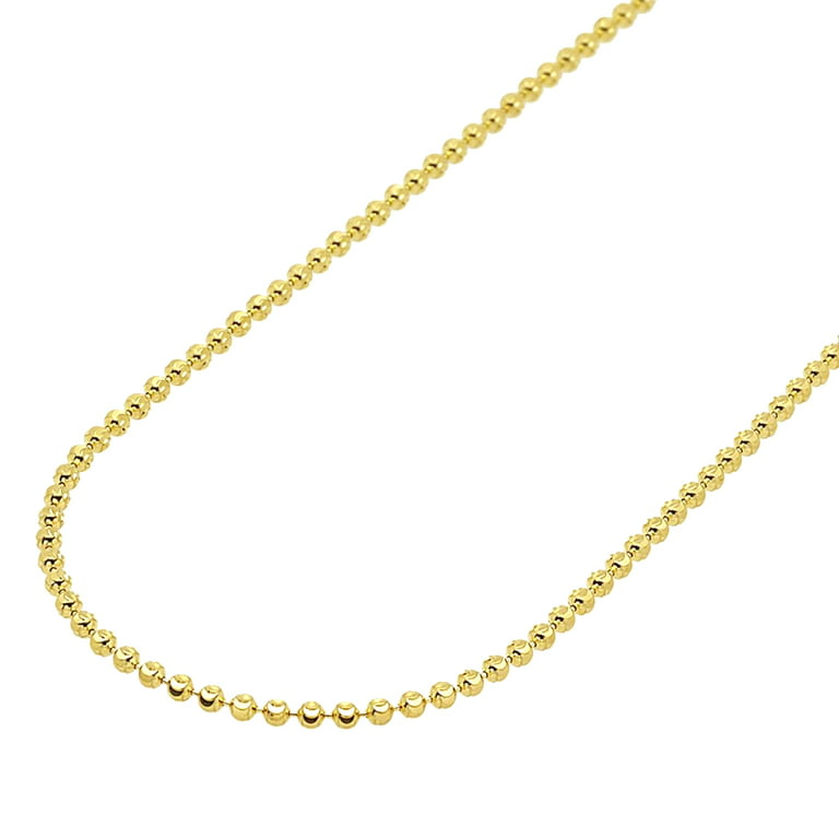 14k Yellow Gold Moon Cut Ball Bead Chain 3 mm