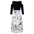 thumbnail image 4 of LSLJS Plus Size Women Sexy Round Neck Off Shoulder Floral Printed Strapless Gradient Splicing Long Sleeve Pullover Irregular Hem, Cocktail Dresses for Women Evening Party, 4 of 4
