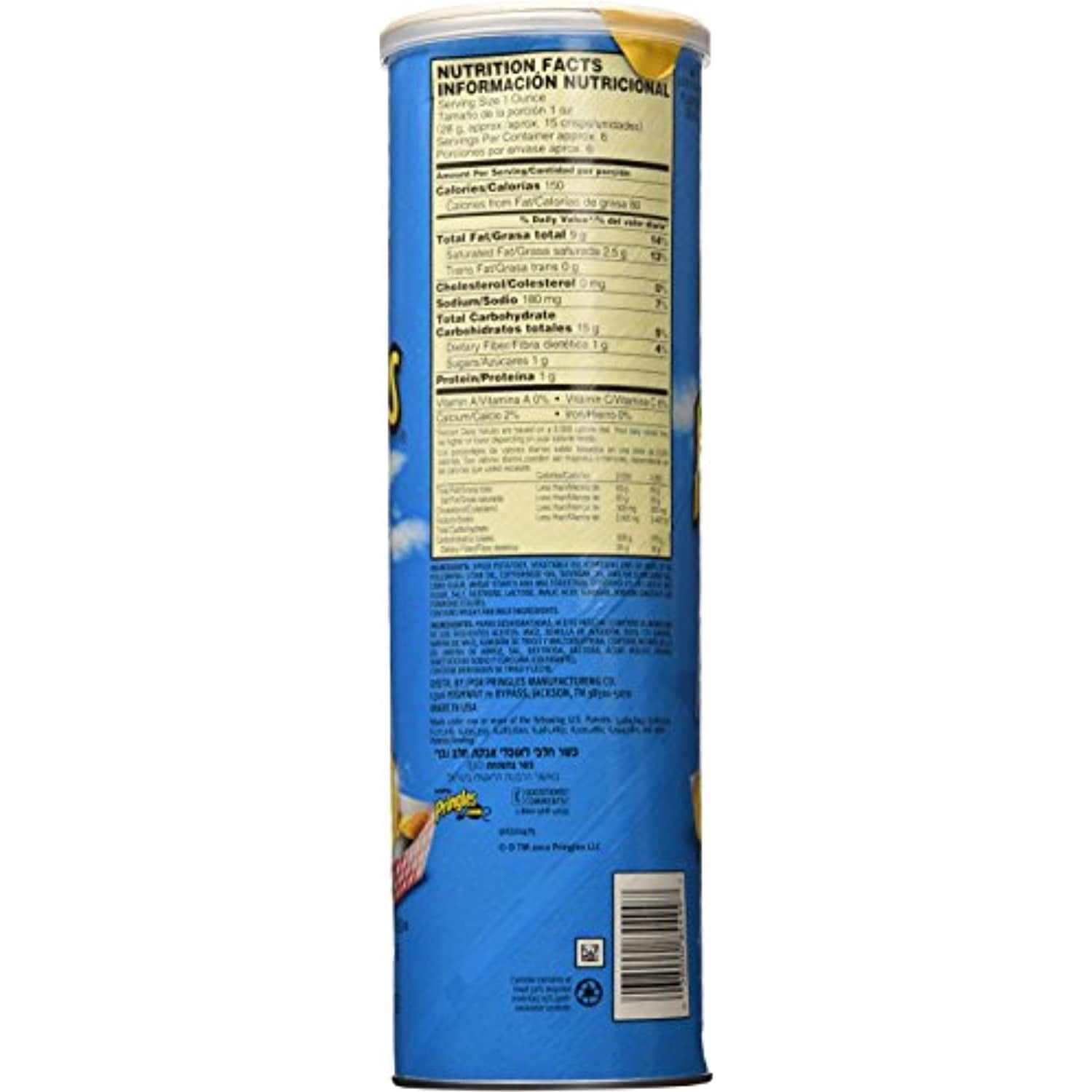 Pringles Salt and Vinegar Chips, 5.96 Oz.