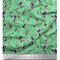 thumbnail image 1 of Soimoi Green Cotton Voile Fabric Cage & Humming Bird Printed Craft Fabric by the Yard 56 Inch Wide, 1 of 1