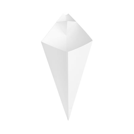 Cone Tek White Paper Food Cone - with Dipping Pocket - 9 1/2  x 5 1/2  - 100 count box
