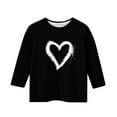 thumbnail image 5 of Riecok 3/4 Sleeve Blouses for Girls Valentine's Day Crewneck Shirts Tops Heart Print Versatile Summer Clothes, 5 of 5