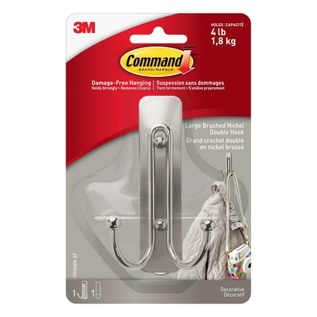 

12 Pack: Command™ Brushed Nickel Decorative Double Hook