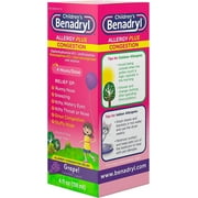 Benadryl-D Childrens Allergy and Sinus Liquid Grape 4 oz (Pack of 4)