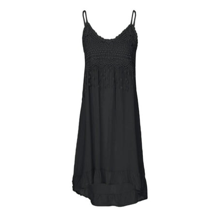 50% off Clear! Babydoll Dress Womens Womens Sleeveless Dress Lace Crochet V Neck Cami Dress Spaghetti Strap Flowy Peplum Sundresses