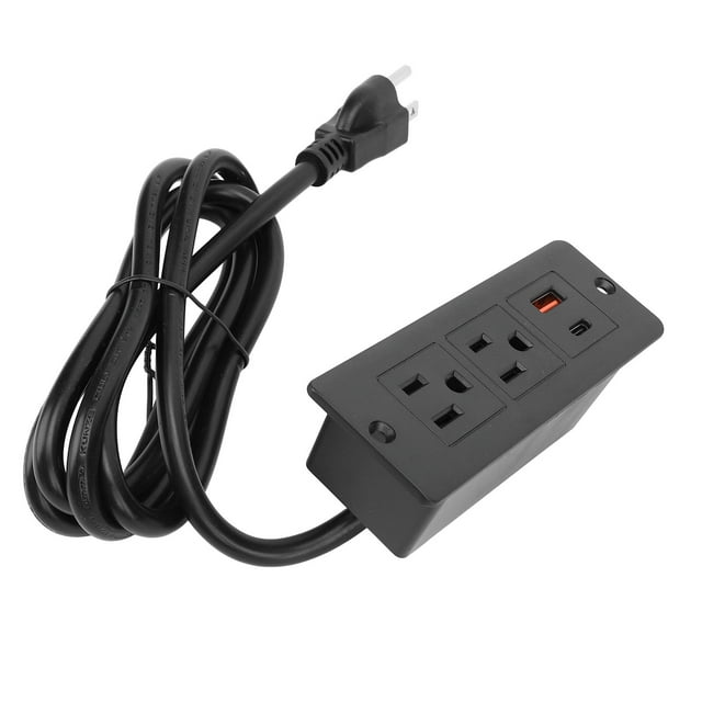 Recessed Power Strip Fast Charging 2 Outlets 1 USB C 1 USB A Ports Desk Outlet Convenient for Bedside Table Office Desk 12A