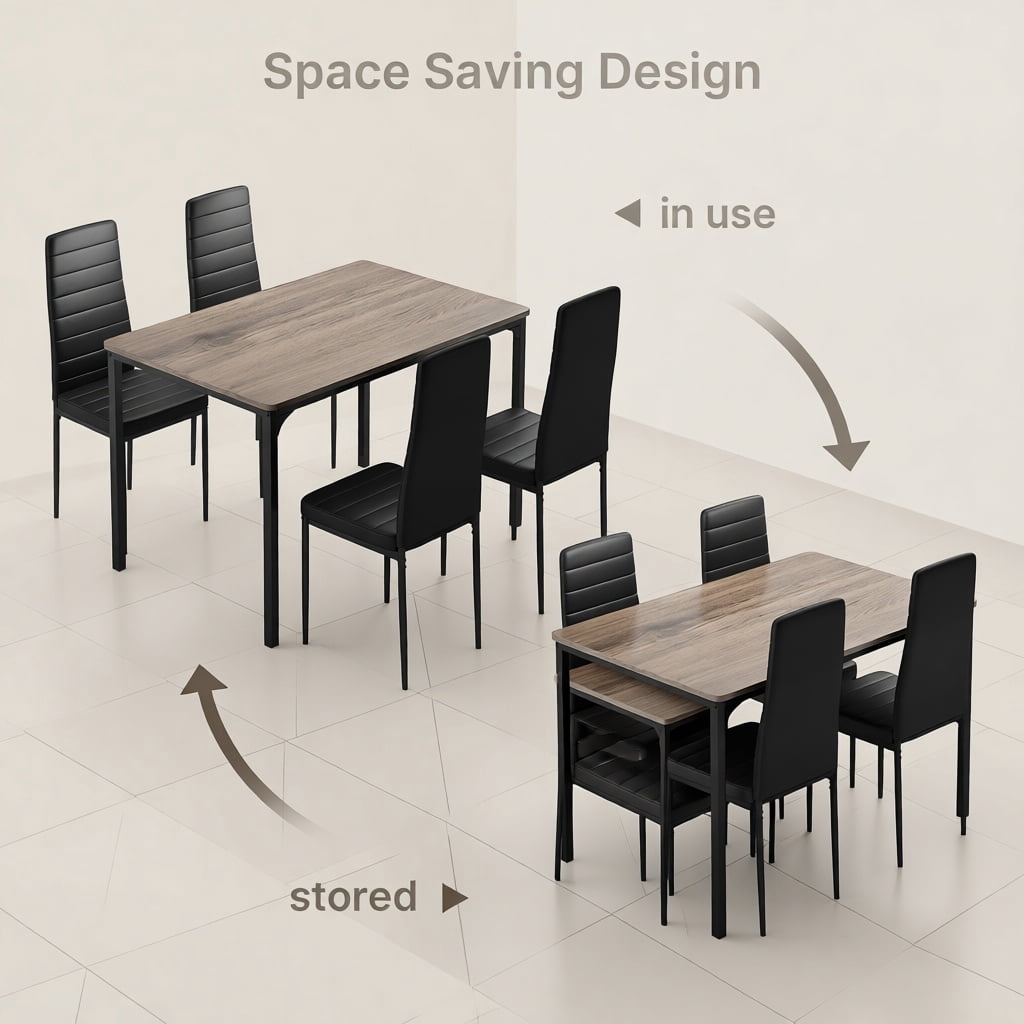 Aiho 5 Piece Dining Table Set for 4, Kitchen Table Chairs Set of 4, Faux Marble Top, 4 Upholstered Chairs for Dining Room, Living Room, Apartment, Small Space - Gray