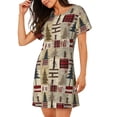 thumbnail image 2 of Sikiie Rustic Plaid Forest Lodge Print Women's Short-sleeved Nightdress, Round Neck Pullover Nightdress Pajamas Summer Home Wear, 2 of 6