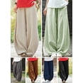 thumbnail image 4 of Pantalones sueltos de mujer Piernas anchas con bolsillos Pantalones holgados de meditación de g Irfora Pantalones de mujer, 4 of 7