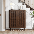 thumbnail image 4 of Tribesigns 6-Tier Shoe Cabinet with Louvered Doors, Large Wooden Shoe Storage Cabinet with Adjustable Shelves for Entryway, Hallway, Walnut, 4 of 7