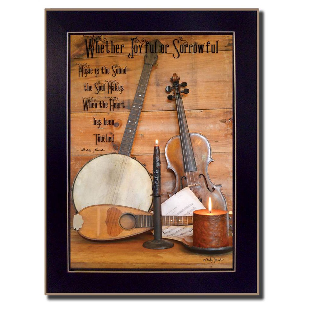 20 in. "Music" Printed Black Framed Wall Art