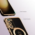 thumbnail image 3 of Magnetic Case for Samsung Galaxy S23 Plus 5G Case[Compatible with MagSafe] Cute Plating Love Hearts Pattern Case with Camera Protection,Soft Shockproof TPU Bumper Cover for Women Girls,Black, 3 of 7