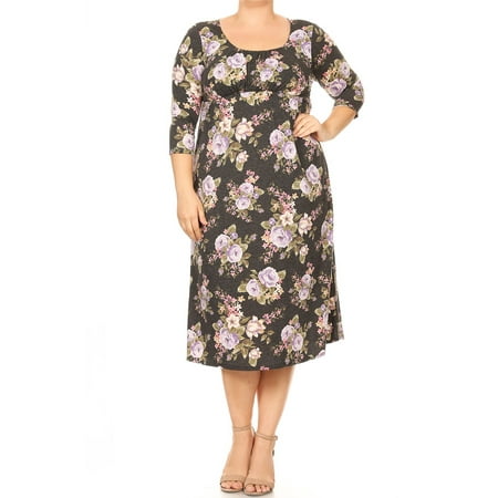 PLUS SIZE Women's Trendy Style Babydoll Print Knit Dress