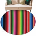 thumbnail image 2 of Mexico Colorful Stripes Round Living Room Rugs 5 ft, Vertical Striped Washable Area Rug with Non-Slip Sturdy Edge Binding Round Carpet for Entryway Kitchen Bedroom Bathroom, 2 of 9